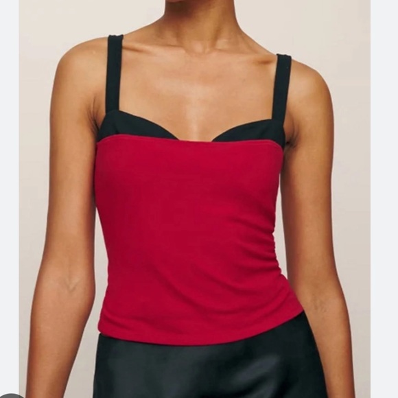 Reformation Harlan Top Red Black - Picture 1 of 4